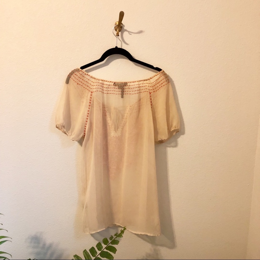 Neutral / Tan / Orange / Red Beaded Shirt - Medium - Picture 4 of 4